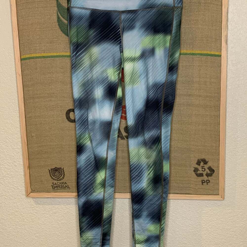 Athleta High-Rise Leggings, Blue & Green Abstract Pattern, Women's Size S